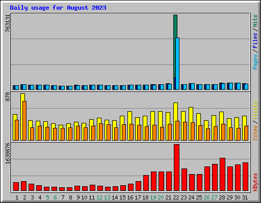 Daily usage for August 2023