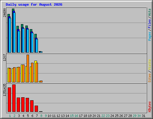 Daily usage for August 2026